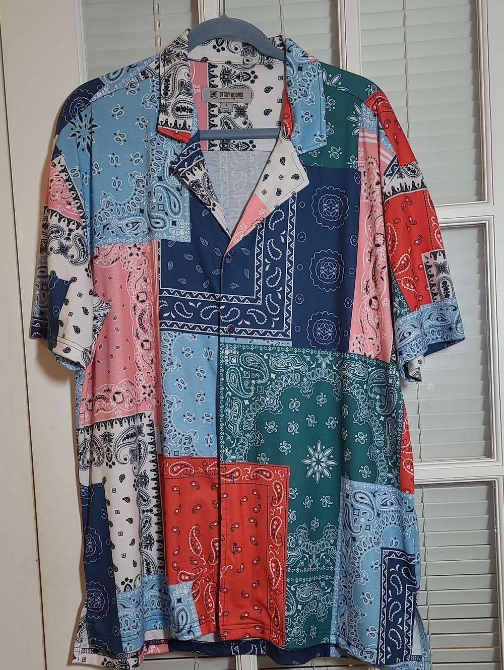 Stacy Adams Multicolor Patchwork Bandana-Print Button Down Shirt